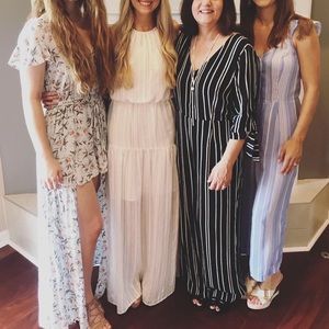 White and black striped maxi dress